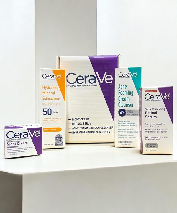 CeraVe 4-in-1 Skincare Kit (Cleanser, Night Cream, Retinol Serum & Sunscreen)